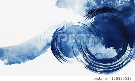 青の水彩画　丸テクスチャー背景イラスト　Generative AI 126583532