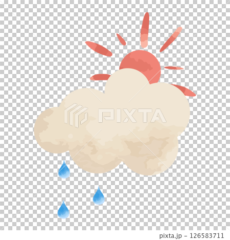 Sun and rain clouds illustration 126583711