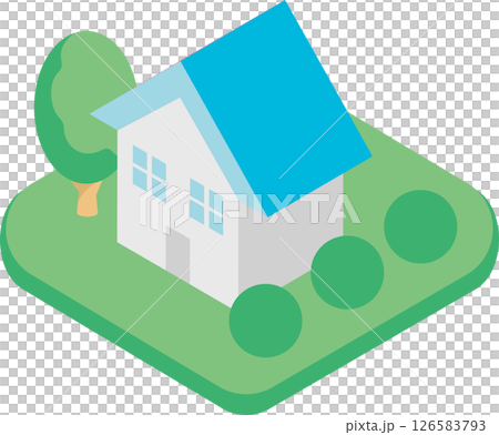 アイソメトリック　家　住宅　不動産　街並み　ビジネス　イラスト素材 126583793