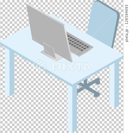 商務工作等距辦公室電腦桌椅插畫素材 126584093
