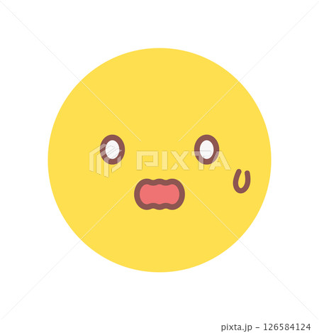 あわあわ焦っている顔のシンプルでかわいい絵文字 - 慌てる･パニックなど動揺の感情のイメージ素材 126584124