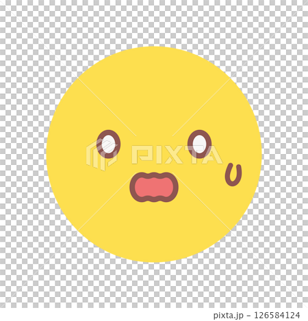 あわあわ焦っている顔のシンプルでかわいい絵文字 - 慌てる･パニックなど動揺の感情のイメージ素材 126584124