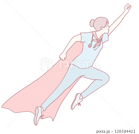 An Empowered Healthcare Superhero is actively taking significant action in the community 126584421