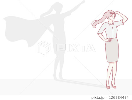An Empowered Woman with a Heroic Shadow Representation that Inspires Confidence and Strength 126584454