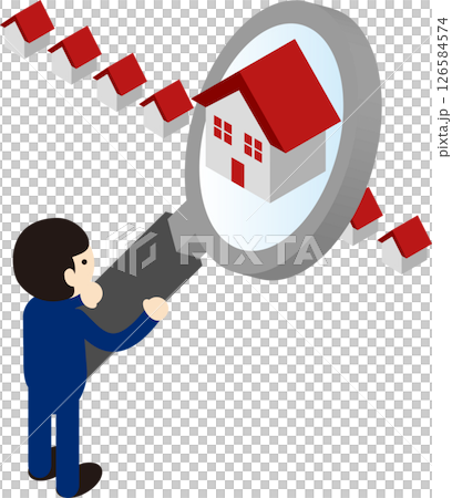 Isometric business house housing search search rental real estate person illustration material 126584574