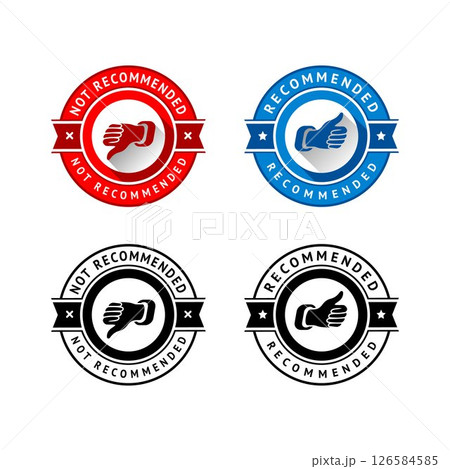 Set of badge like and dislike, thumbs up and thumbs down symbols, vector stamps 126584585