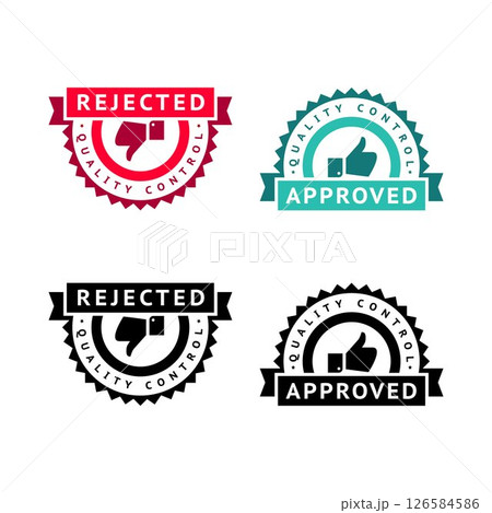 Set of badge like and dislike, thumbs up and thumbs down symbols, vector stamps 126584586
