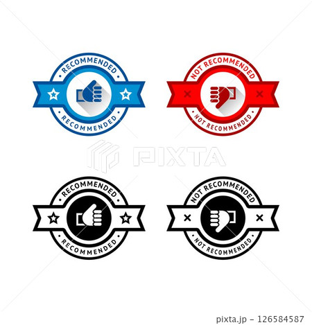 Set of badge like and dislike, thumbs up and thumbs down symbols, vector stamps 126584587