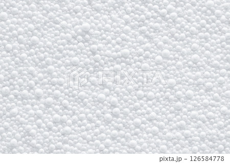 Dense expanded foam pattern featuring irregular spherical cells formed into continuous white layer, packaging design and architecture material studies Dense expanded foam pattern featuring irregular spherical cells formed into continuous white layer, packaging design and architecture material studies 126584778