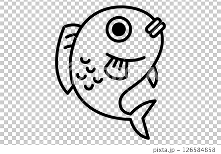 海鯛簡單圖示向量插圖新年幸運符日本日式風格 126584858
