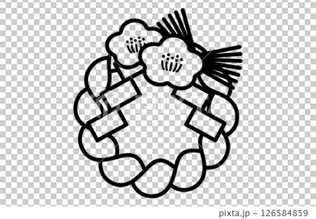 Shimekazari 新年幸運符日本日式 Shimenawa 的簡單圖示向量插圖 126584859