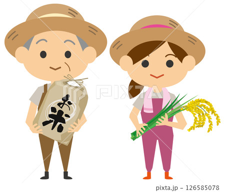米農家のイメージイラスト（男女セット） 126585078