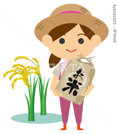 お米を持っている米農家のイメージイラスト お米を持っている米農家のイメージイラスト 126585079