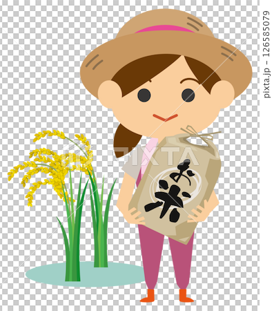 お米を持っている米農家のイメージイラスト お米を持っている米農家のイメージイラスト 126585079