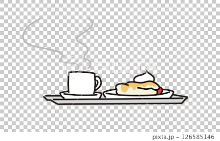 Pancakes and coffee simple illustration material 126585146