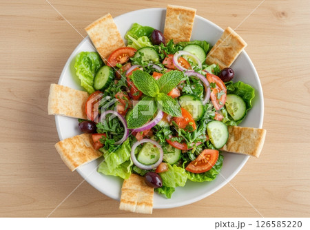 Lebanese fattoush salad with pita 126585220