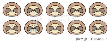 かわいいナマケモノの表情アイコンセット かわいいナマケモノの表情アイコンセット 126585897