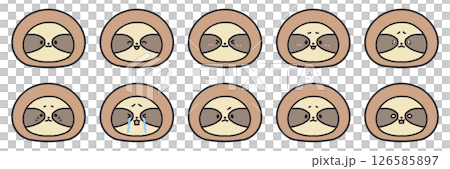 かわいいナマケモノの表情アイコンセット かわいいナマケモノの表情アイコンセット 126585897