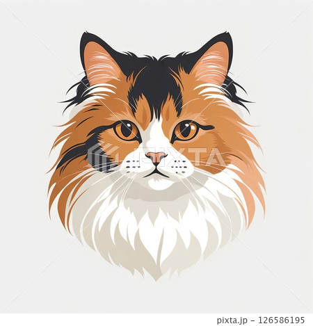 愛猫のラガマフィン顔イラスト 126586195