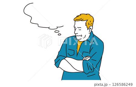 腕組をして考える欧米人男性のイラスト素材 126586249