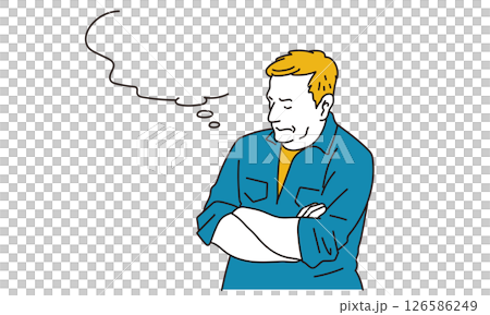 Illustration material of a Western man thinking with his arms folded 126586249