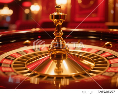 Close-up of luxurious roulette wheel in motion Close-up of luxurious roulette wheel in motion 126586357