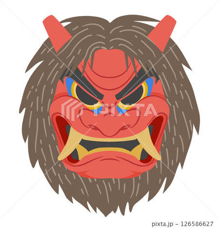 赤いなまはげ のお面のイラスト カラー じじなまはげ 126586627