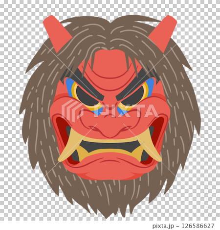 紅色Namahage面具插圖顏色Jiji Namahage 126586627