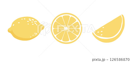 Minimalist lemon illustrations for fresh citrus design. Lemon is ideal for healthy food and summer projects 126586870