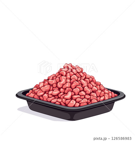 Vsai fresh ground beef piled high in black tray Vsai fresh ground beef piled high in black tray 126586983