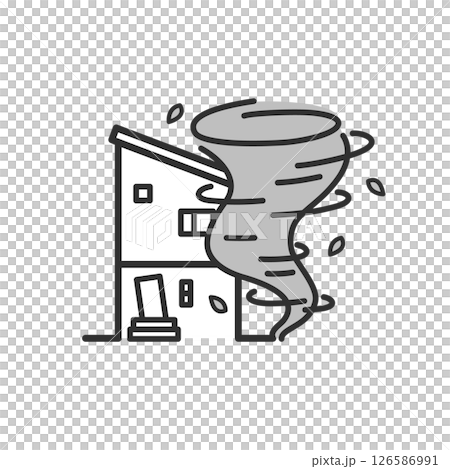 住宅 竜巻被害のイラスト 住宅 竜巻被害のイラスト 126586991