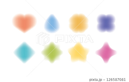 フリーグラデーションの色々な図形セット 126587081