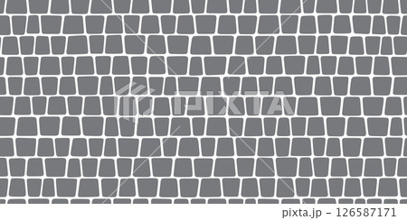 Paved stone seamless pattern. Pavement tile texture. Stone mosaic background. Cobble floor interior pattern. Block sidewalk ornament. Vector illustration isolated on white background 126587171