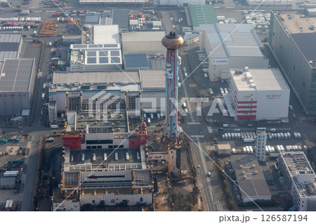 舞洲ごみ処理場付近を空撮 舞洲ごみ処理場付近を空撮 126587194