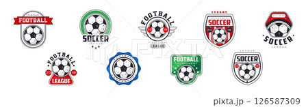Football League Badge and Logo Design Vector Set 126587309