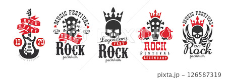 Rock Club and Festival Music Logo and Badge Vector Set Rock Club and Festival Music Logo and Badge Vector Set 126587319