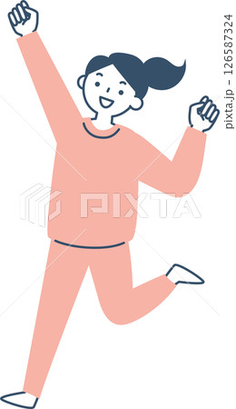 元気に運動する笑顔の女性 126587324