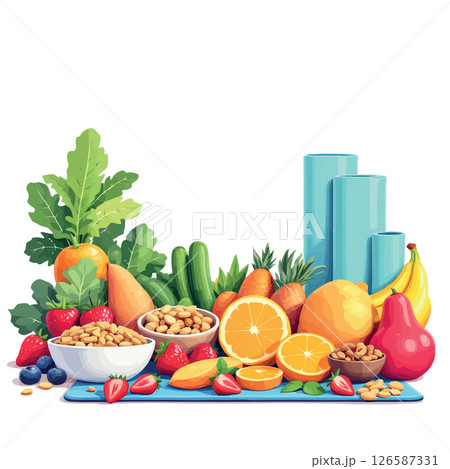 Vsai healthy lifestyle promoting fitness and nutritious food choices 126587331