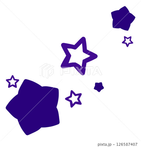 濃い紫の二種類の星のイラスト 濃い紫の二種類の星のイラスト 126587407