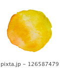 Yellow Hand Drawn Watercolor Drops Round Banner 126587479