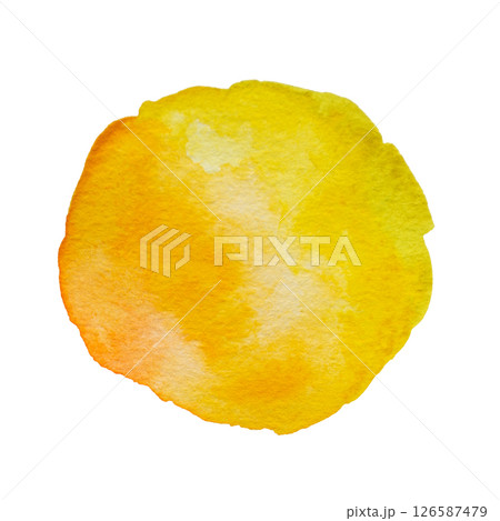 Yellow Hand Drawn Watercolor Drops Round Banner Yellow Hand Drawn Watercolor Drops Round Banner 126587479