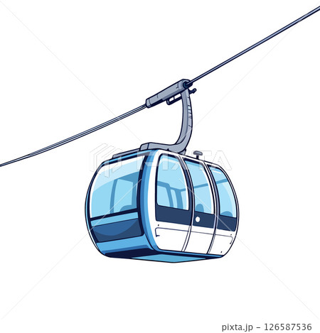 Vsai cable car hanging on cable, transporting people up mountain 126587536