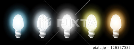 Light bulbs showing different color temperatures. 126587582