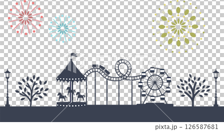 遊樂園煙火插畫素材 126587681