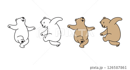 Bear polar icon vector dancing dance teddy pet cartoon character logo symbol illustration clip art isolated 126587861