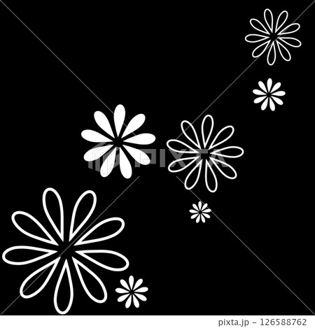 白いシンプルな二種類の花のイラスト 126588762