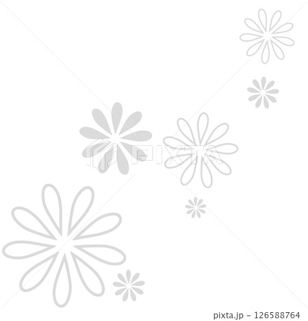 薄いグレーのシンプルな二種類の花のイラスト 薄いグレーのシンプルな二種類の花のイラスト 126588764
