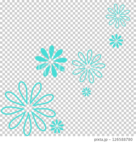 A simple illustration of two types of flowers in light blue 126588780
