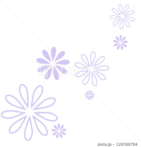 薄い紫のシンプルな二種類の花のイラスト 126588784
