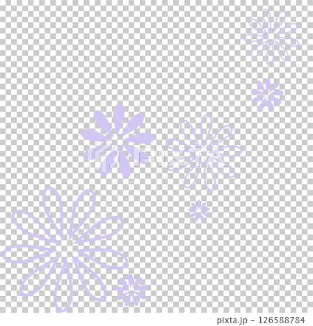薄い紫のシンプルな二種類の花のイラスト 126588784